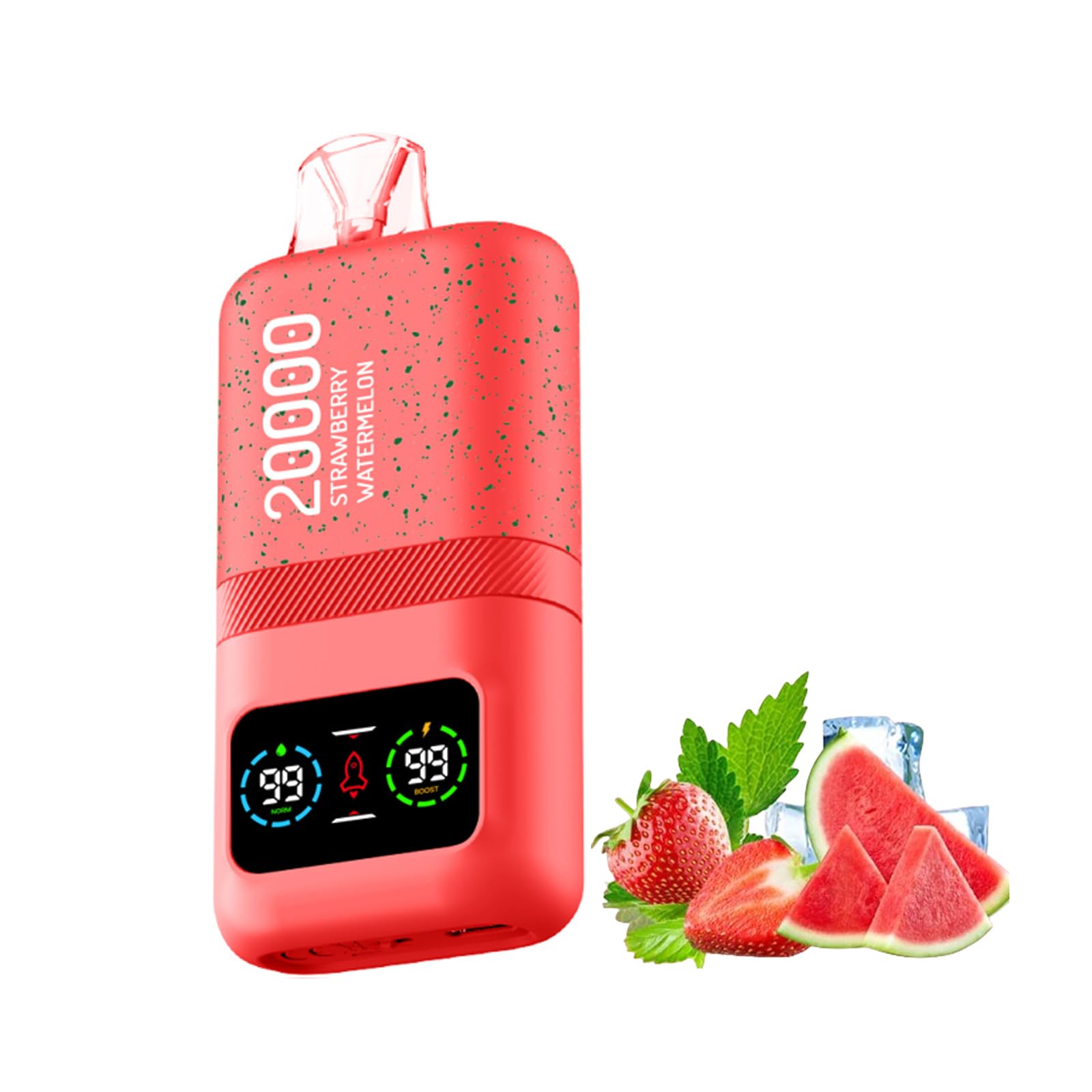 電子タバコ 使い捨てシーシャ【20000回吸引可能】デュアルモード調整可能 600mAh バッテリー&リキッド残量表示 爆煙設計 持ち運び便利 VAPE ベイプ 充電式Type-C 水蒸気たばこ 禁煙サポート人気フレーバー搭載 ニコチンゼロ (ストロベリースイカ)