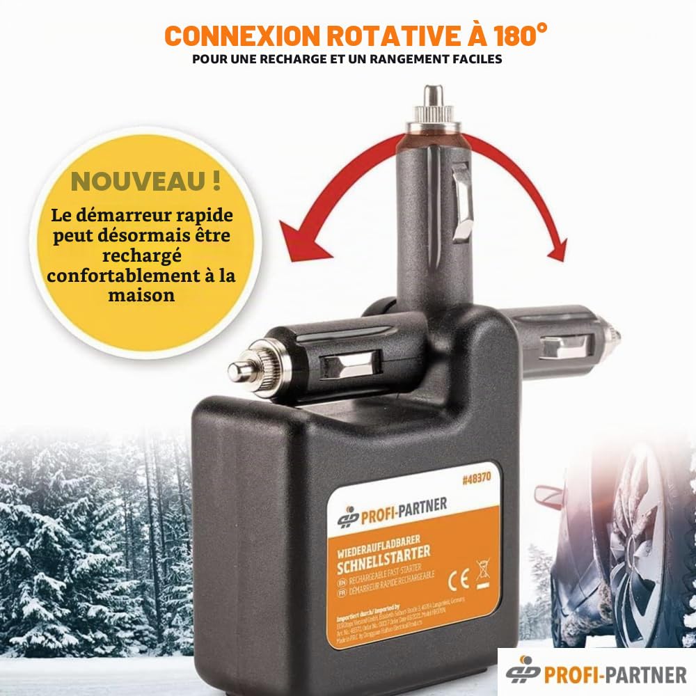 Démarreur de voiture - démarreur rapide rechargeable, connexion 12 volts, batterie USB avec indicateur de charge, auto, démarreur de batterie, alimentation allume-cigare, booster de