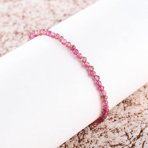 Miniatura 12 de OdrillionGems Pulsera de bolo de plata de ley 925 con cuentas redondas facetadas, hecha a mano, minimalista, cristales curativos, deslizante