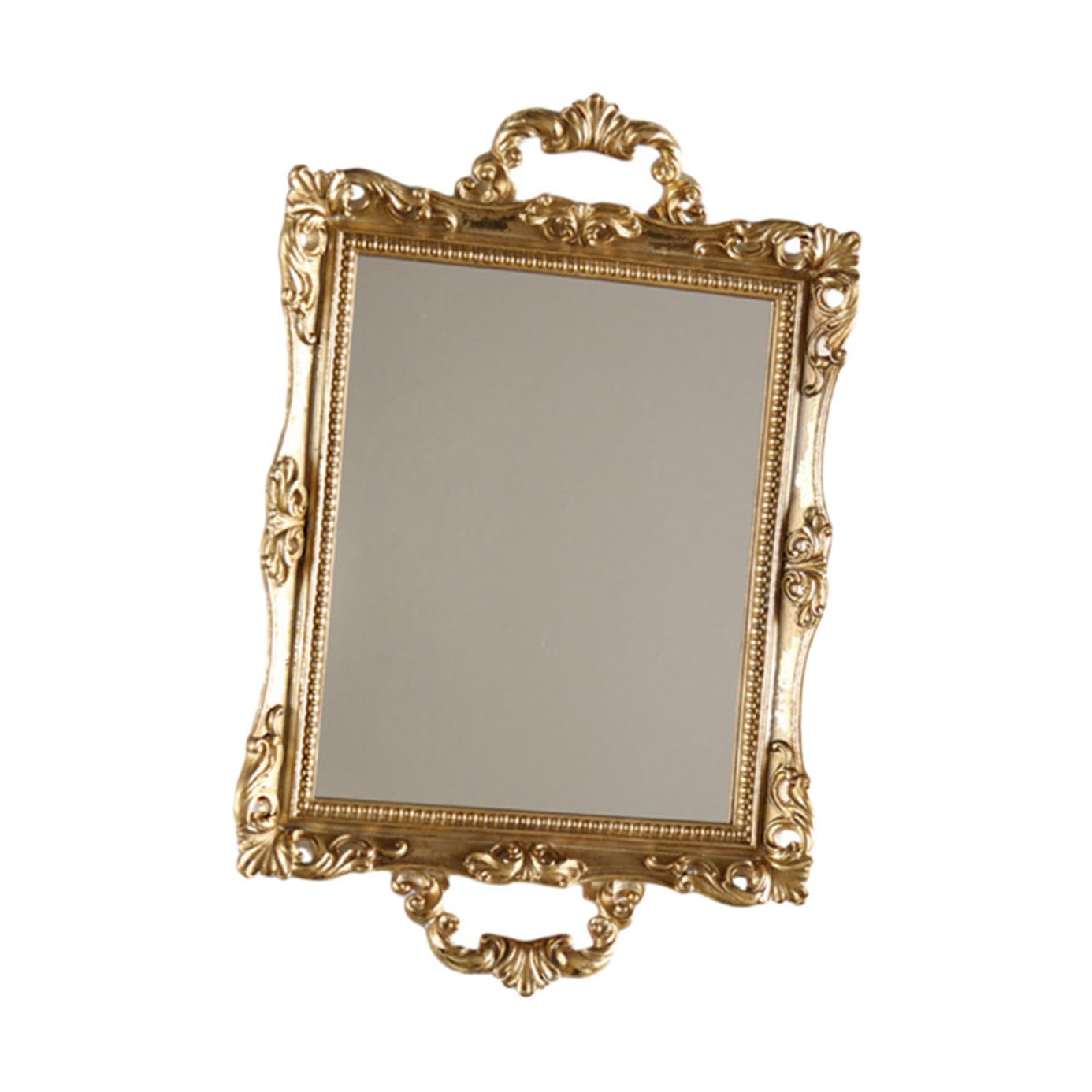Plateau miroir sculpté pour rangement parfum, bijoux en verre et résine de style rétro