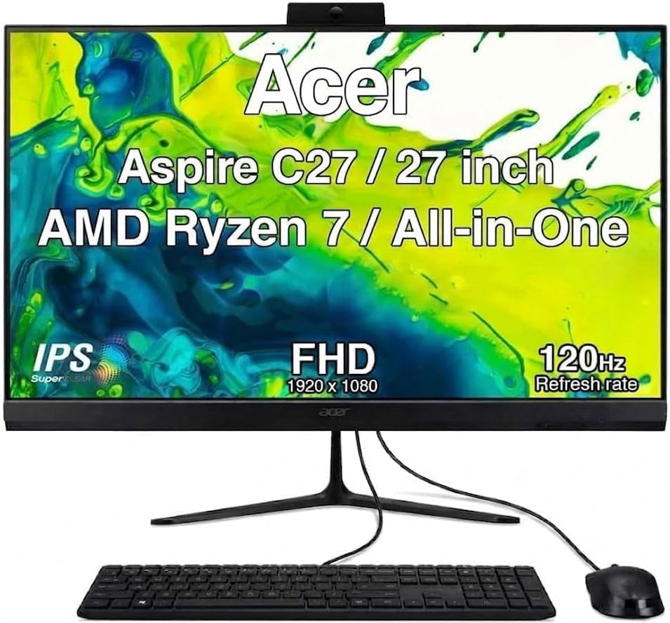 Image of Acer Aspire C27 Professional All-in-One 27 inch IPS FHD Display (AMD Ryzen 7 5825U, 32GB DDR4, 8TB PCIe SSD, AMD Radeon, WiFi 6E, Webcam, Bluetooth 5.3, Win 11 Home)