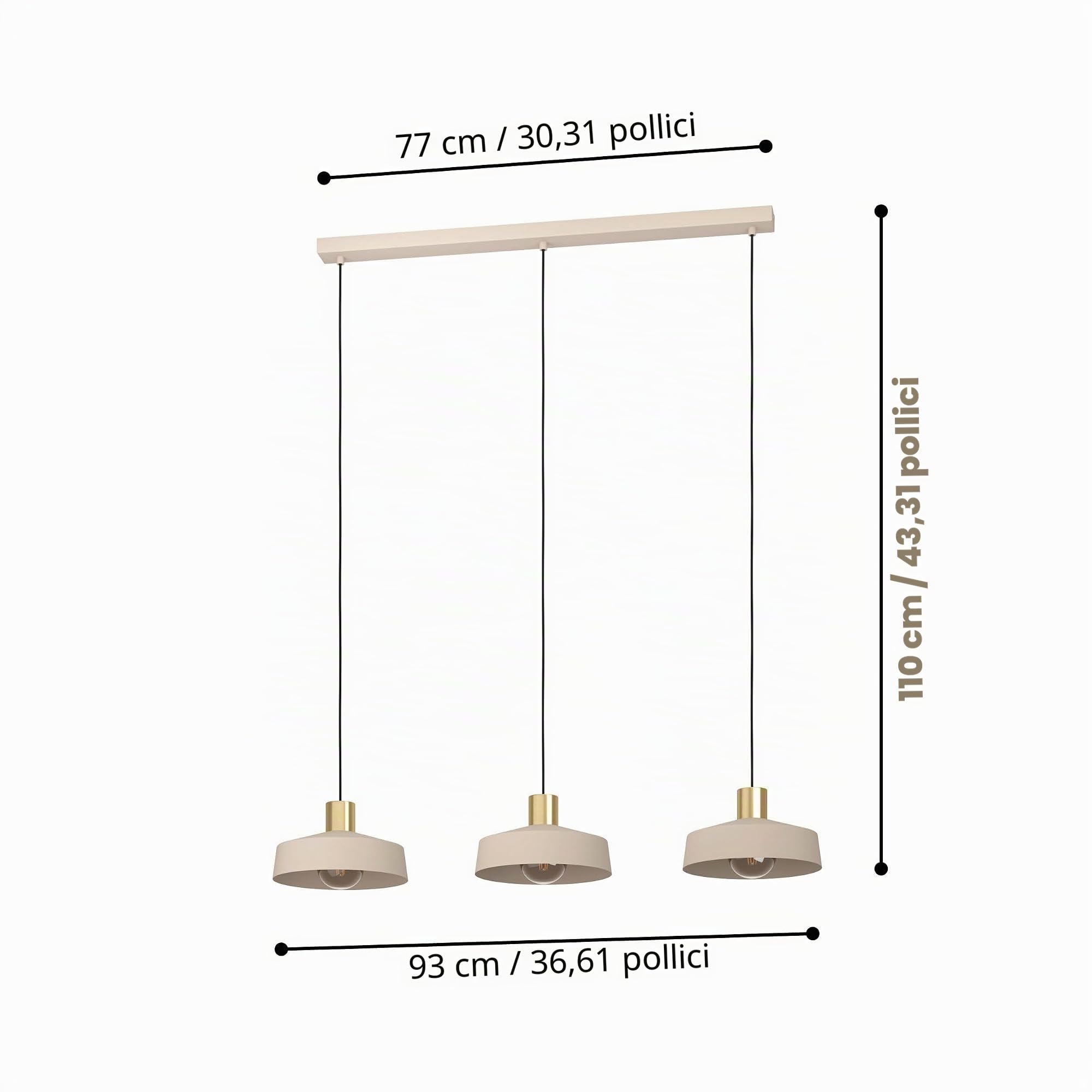 EGLO lampada a sospensione Valdiola, illuminazione a 3 luci per tavolo