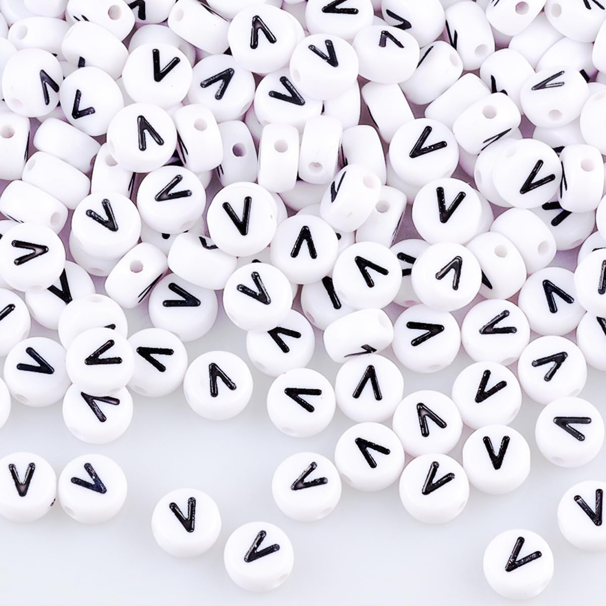 1500Pcs Acrylic Letter V Beads,7mm Round Alphabet Beads for Bracelet Making,Spacer for Necklace,Earring and Jewellery Making