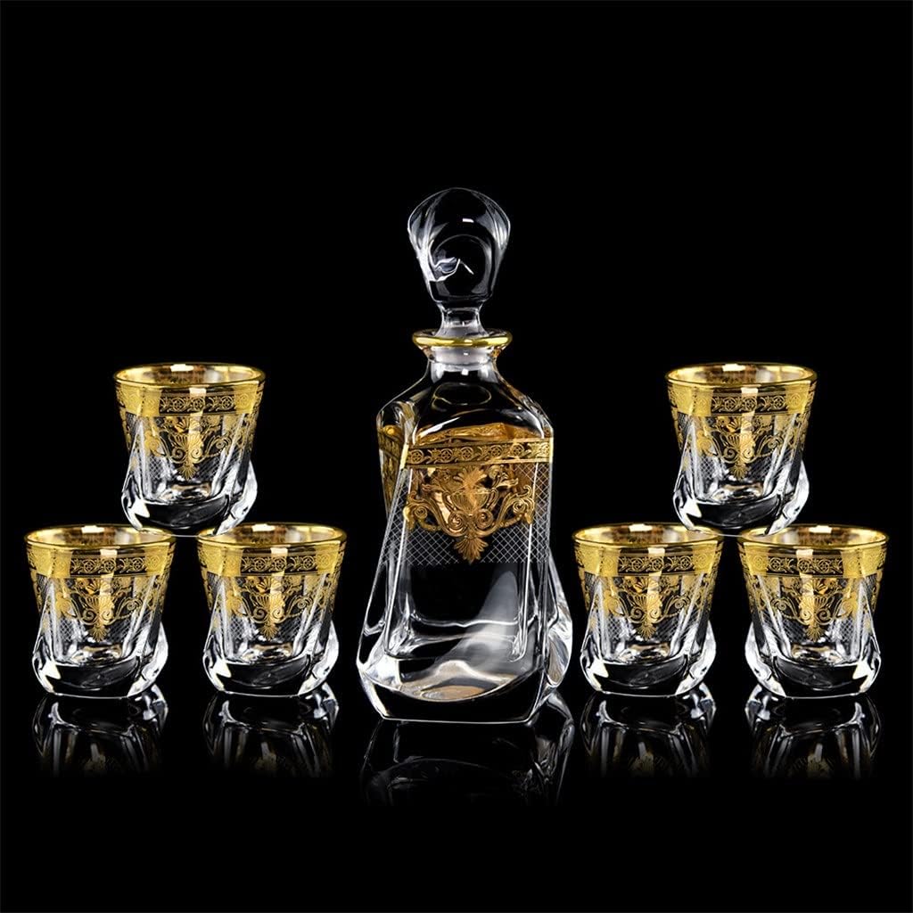 Home Real Gold Flower Paper Wine Set Retro Crystal Glass Wine Cabinet Decoration Business Gift