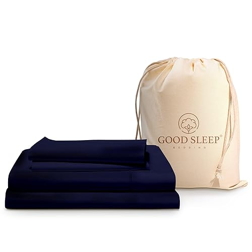 Good Sleep Bedding Queen Sheets Cotton - 4 Piece Queen Deep Pocket Sheet Set, 800 Thread Count Luxury Queen Size Sheets, Soft & Breathable High Thread Count, Fits Upto 16" - Navy Blue - Queen - Navy Blue