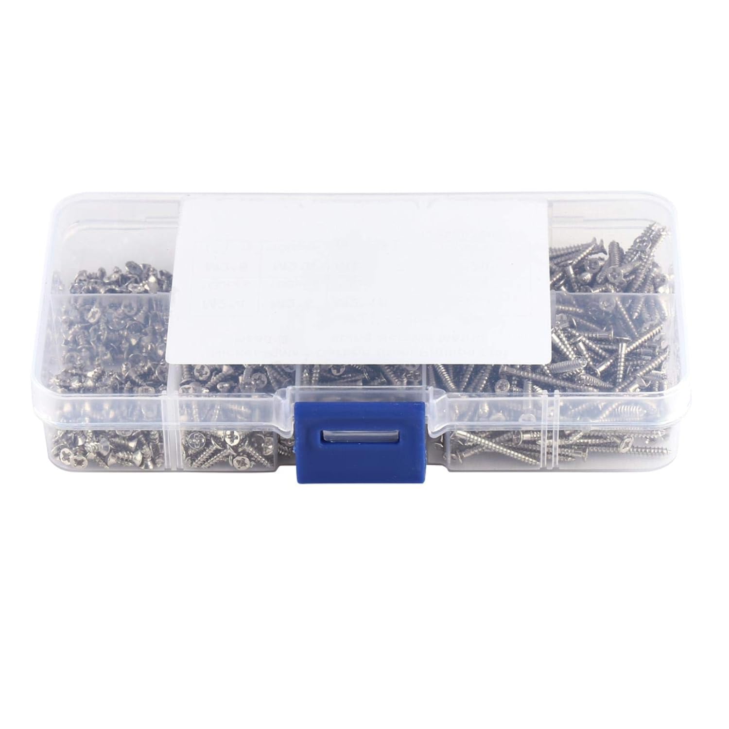 Tiny Screws, Assorted Screws, 800pcs M2 Cross Drive Flat Head Self‑Tapping Screws Woodworking Fastener with Box