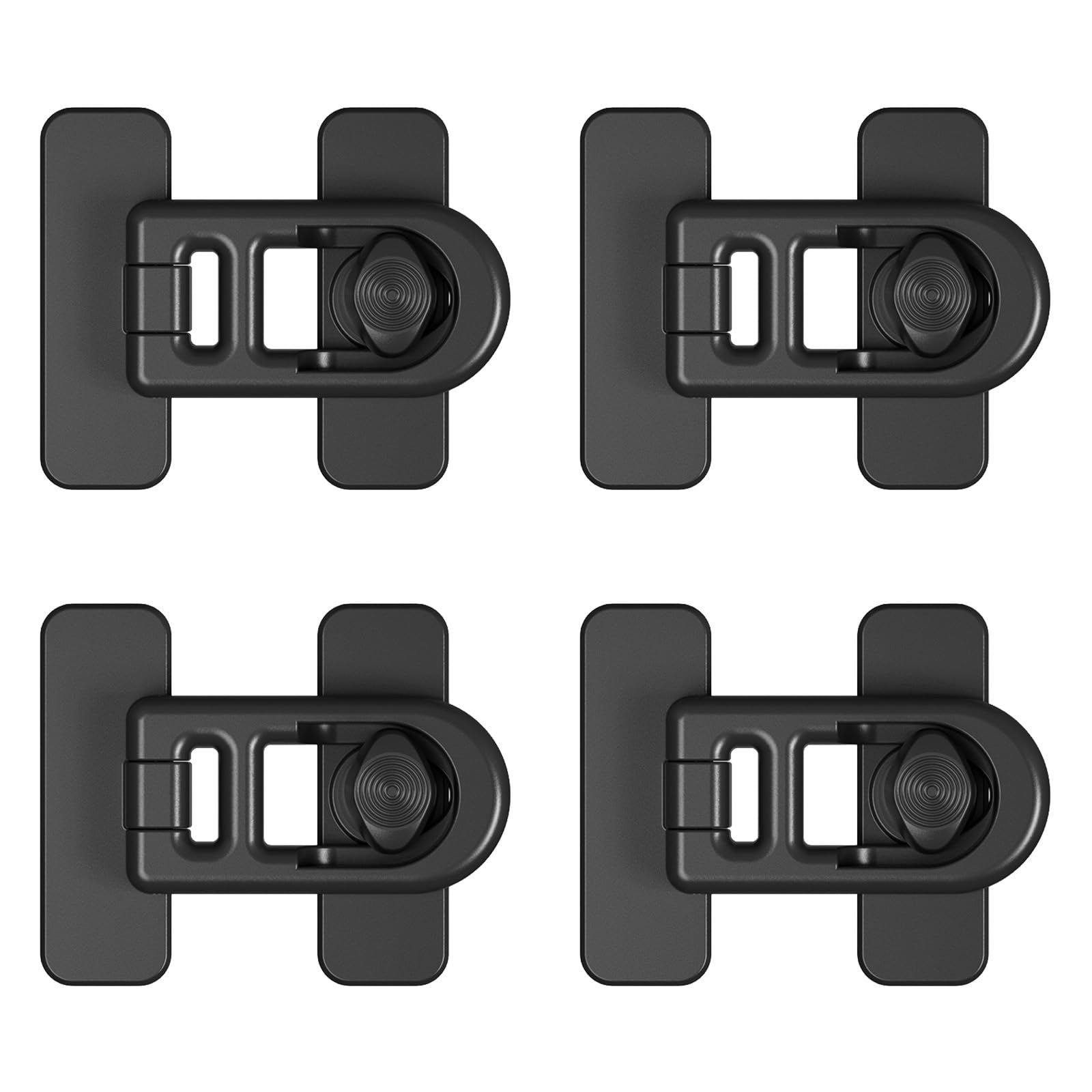 Serrure de Porte de Réfrigérateur de Sécurité Enfant, Lot de 4 Verrous ABS Noirs avec Rotation 90°, Protection Bébé pour Frigo, Tiroirs et Armoires