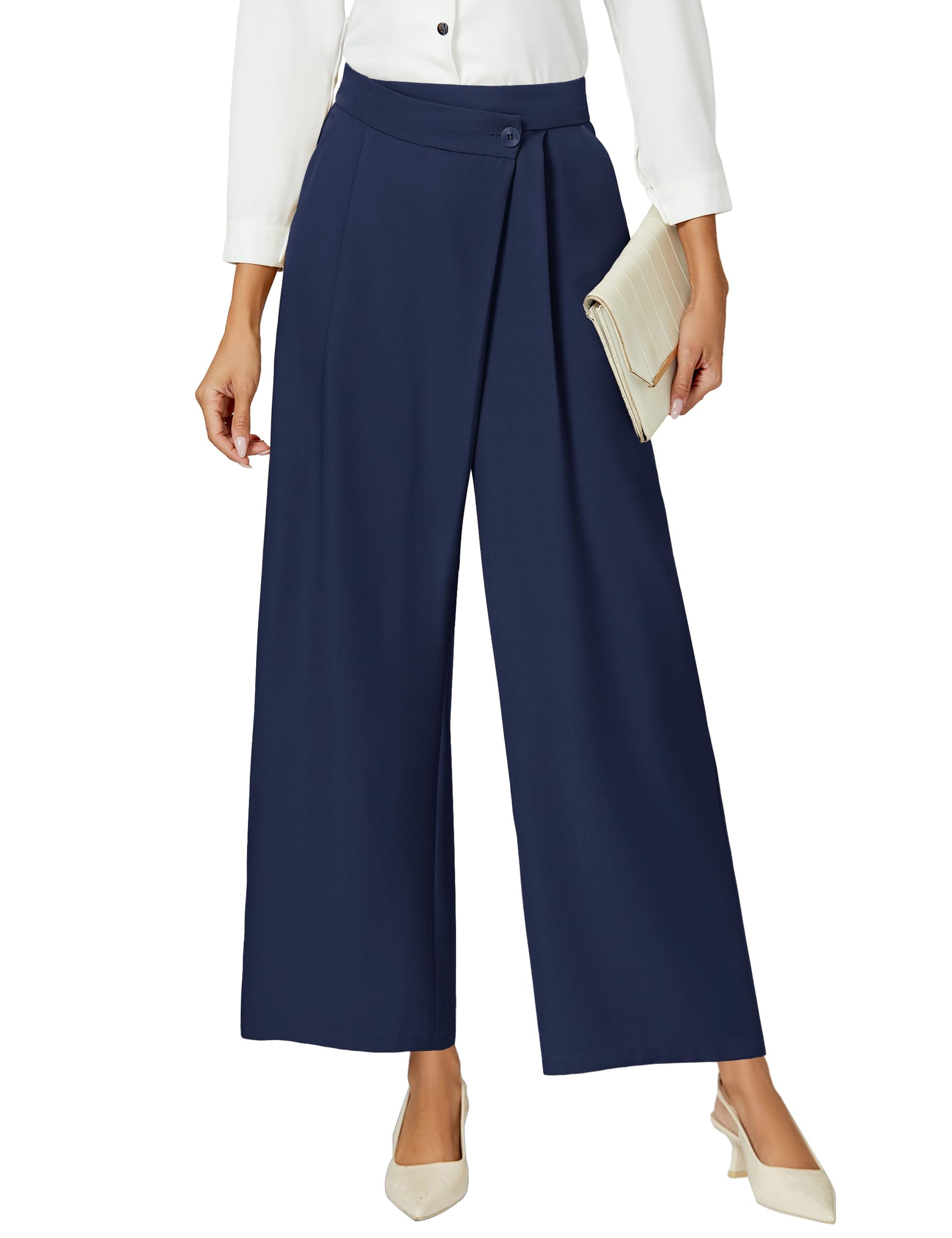 Blooming Jelly Women Wide Leg Dress Pants High Waisted Work Pant with Pocket Business Casual Outfits 2025