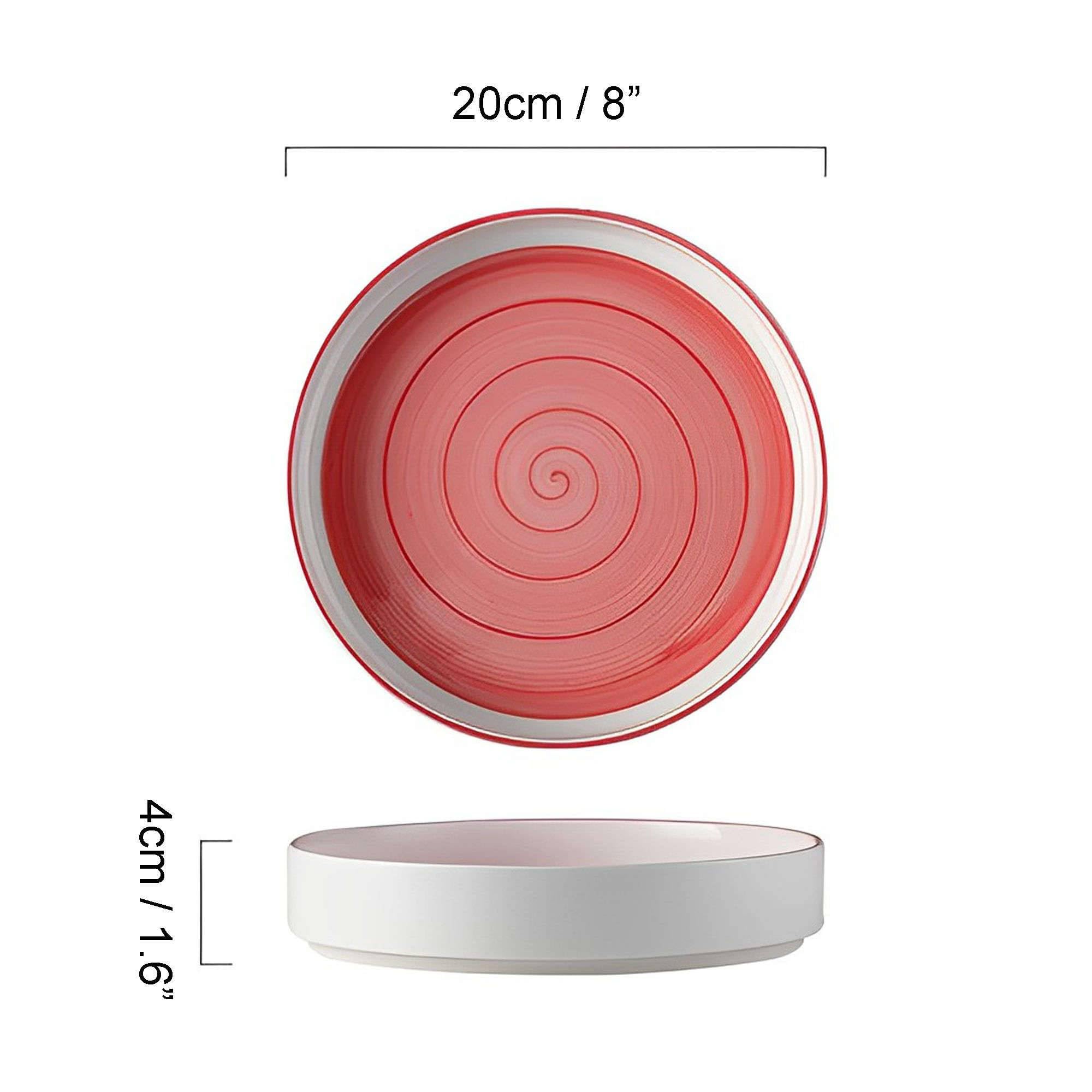 Ceramiczny zestaw porcelanowych misek do makaronu, talerz sałatkowy, talerze obiadowe 20 cm, talerze kuchenne, miski do przystawek - zestaw 4 sztuk, 20 cm