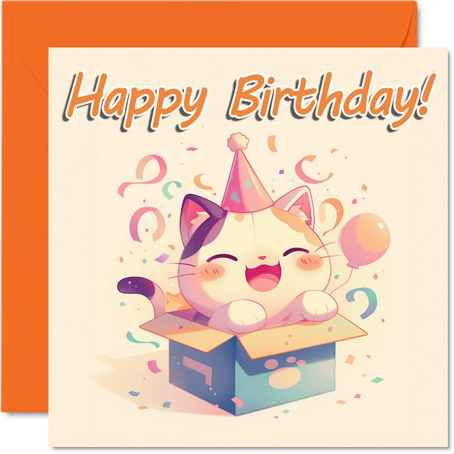 Cat Birthday Cards - Animal Gifts - Happy Birthday Card for Son Daughter Brother Sister Grandson Granddaughter Niece Nephew Cousin, 145mm x 145mm Bday Greeting Cards