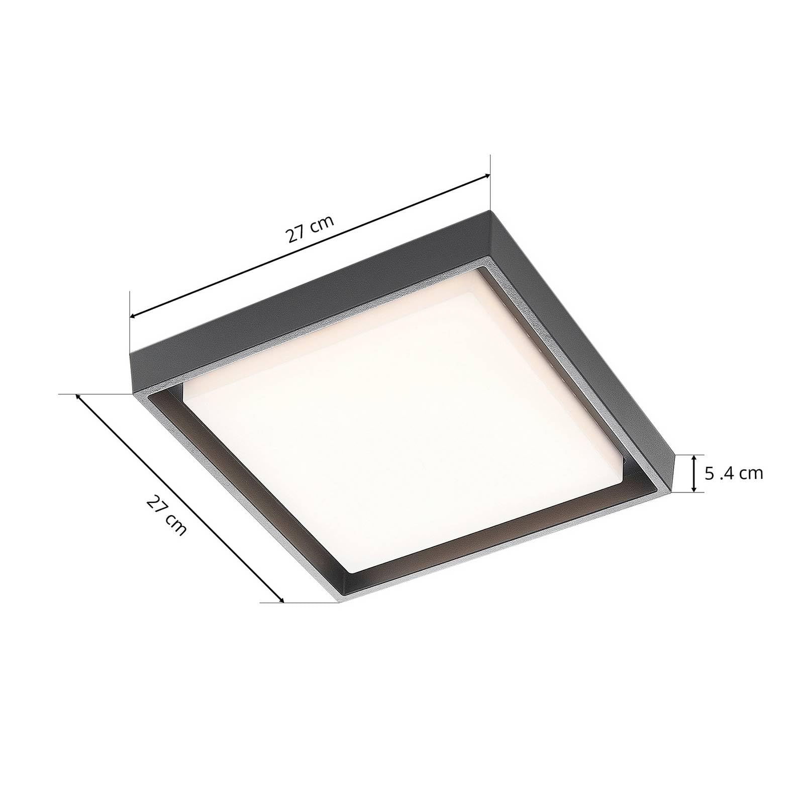 Lucande Plafoniere LED (Moderno) colore Grigio, in Alluminio lampadina inclusa lampada da esterni per giardino terrazzo balcone e casa plafoniera