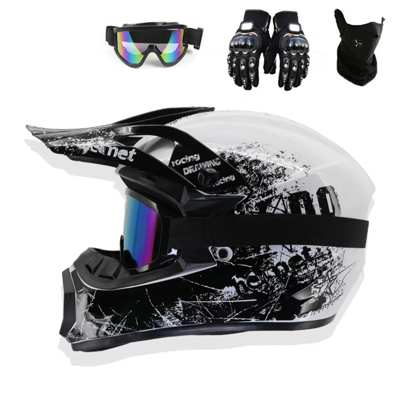 Youth Full Face Motocross Helmet, Unisex Off Road Street Motorbike Helmet