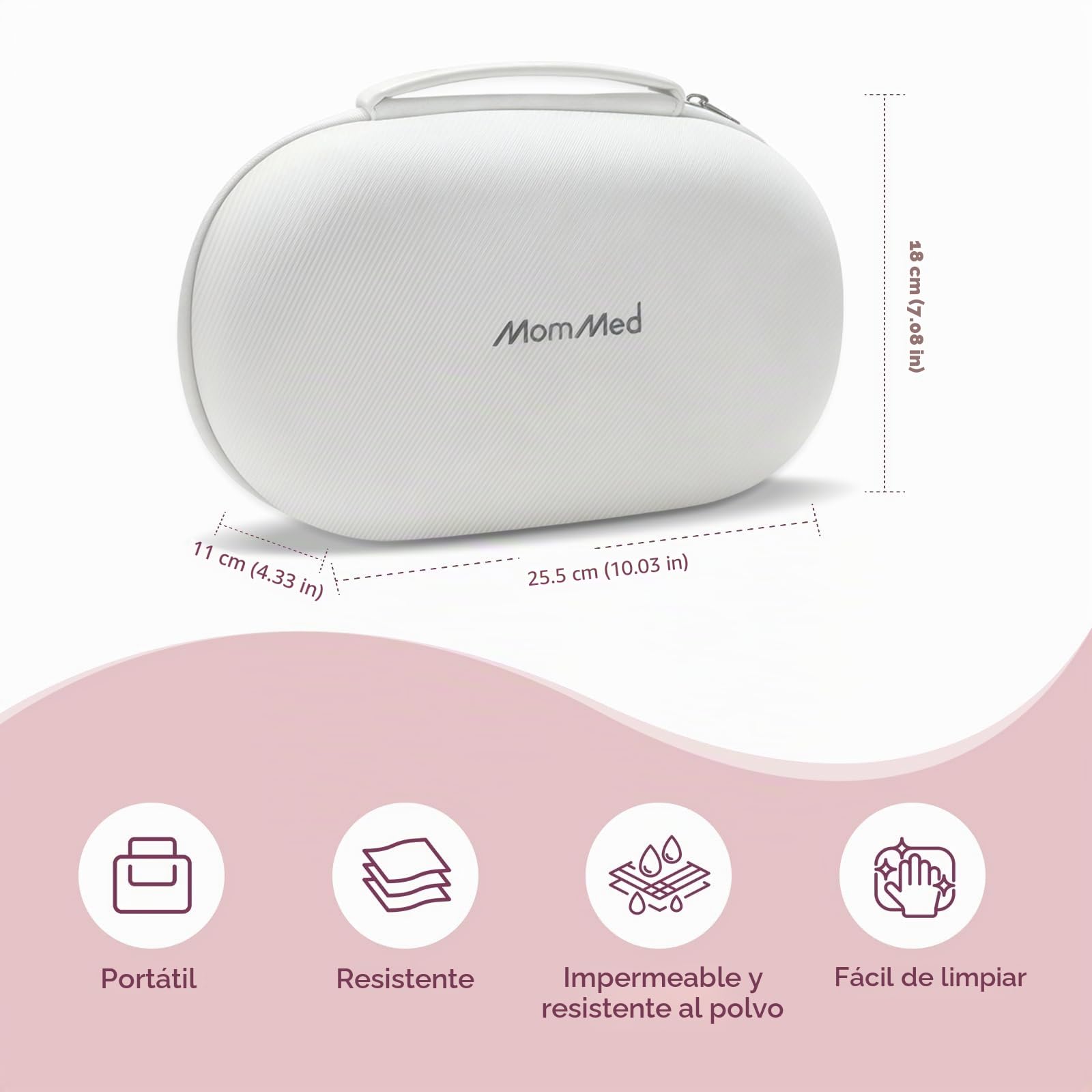 MOMMED Bolsa para Sacaleches Portátil, Estuche Rígido con Bandeja Impermeable Extraíble, Compatible con Momcozy/Nuliie/Medela/Eufy/Paruu, Capacidad para 2 Sacaleches