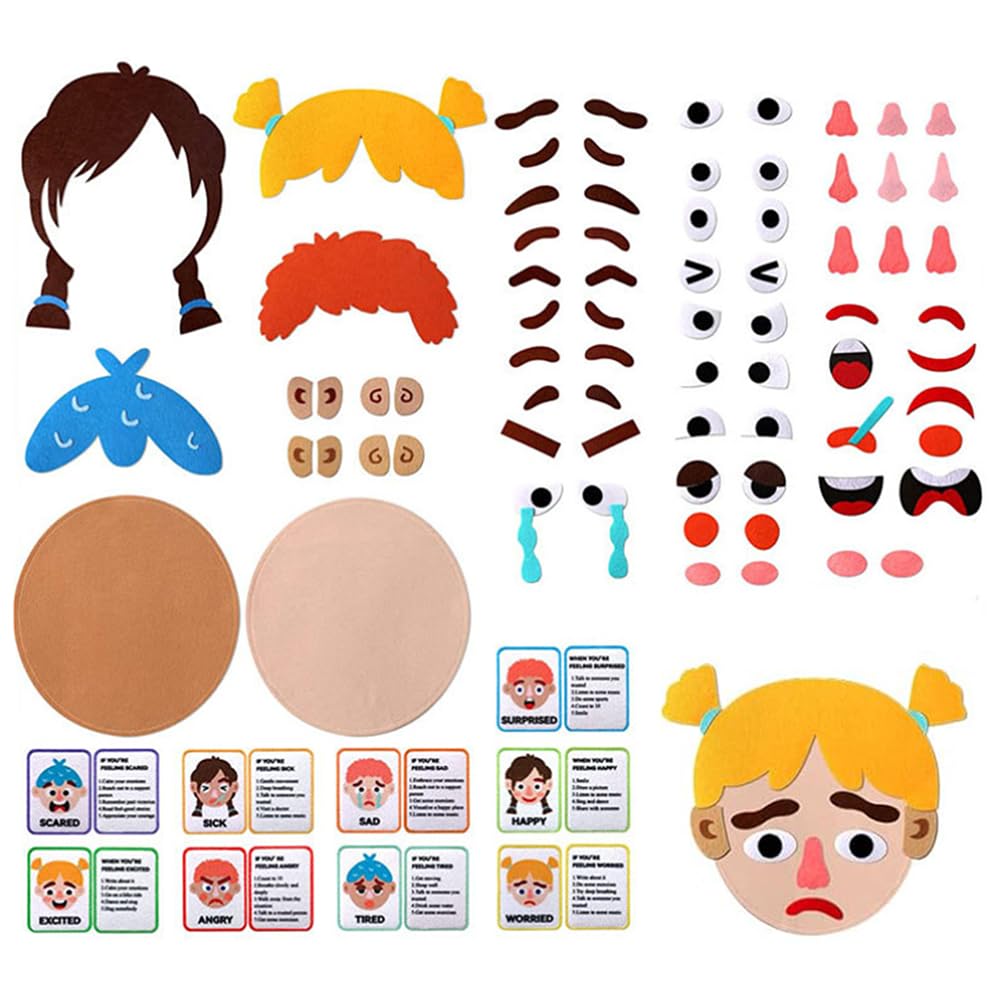 TOMVAESSocial Emotional Learning Toys for Kids,Preschool Learning Faces Toy for Toddlers,Sensory Cards for Making Faces Games and to Expressing Emotions