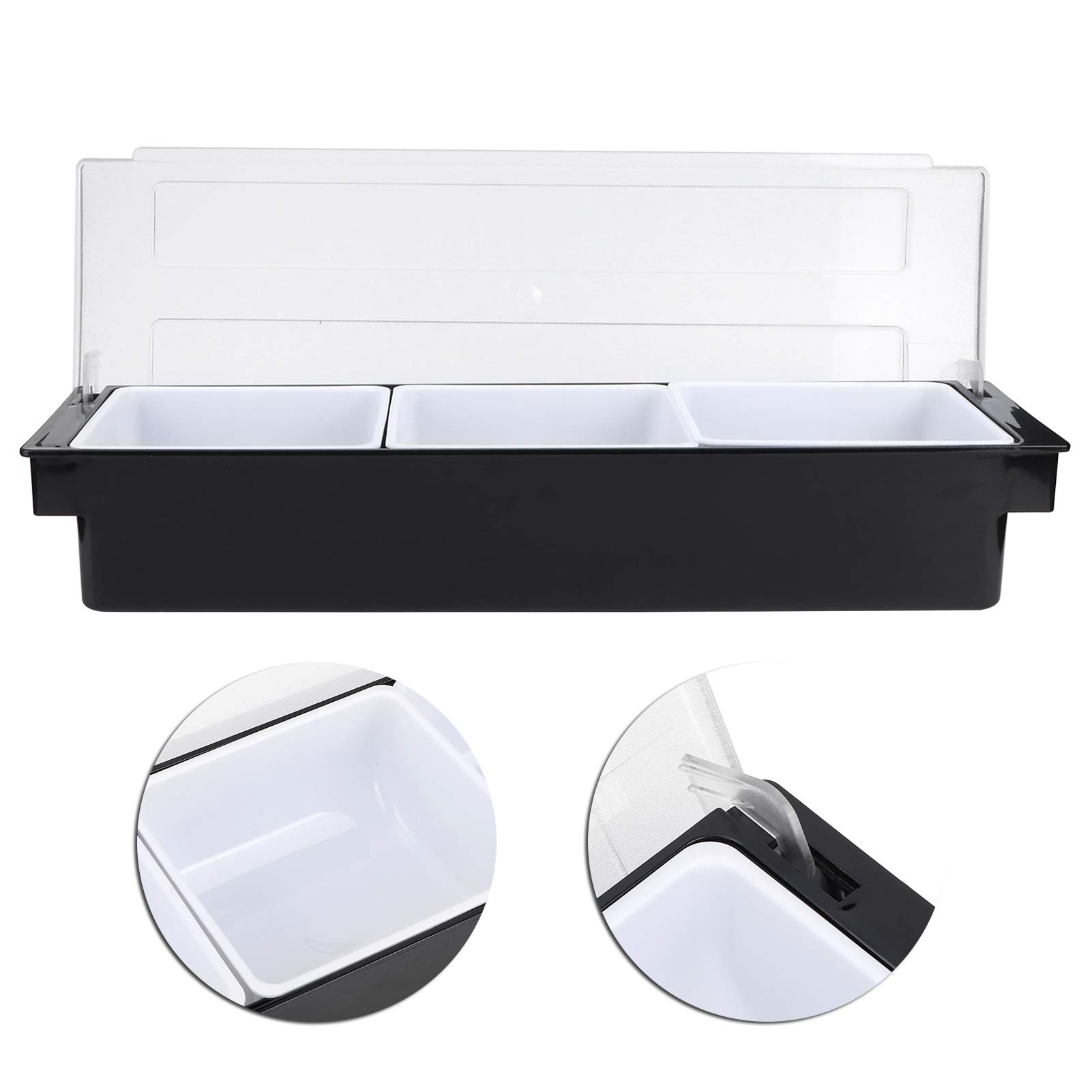 Contenitore Per Condimento Con Coperchio Contenitore Per Condimento Per Bar Porta Condimento Contenitore Per Frutta dispenser Accessori Per Negozio di Tè Al Latte(Tre Griglie)