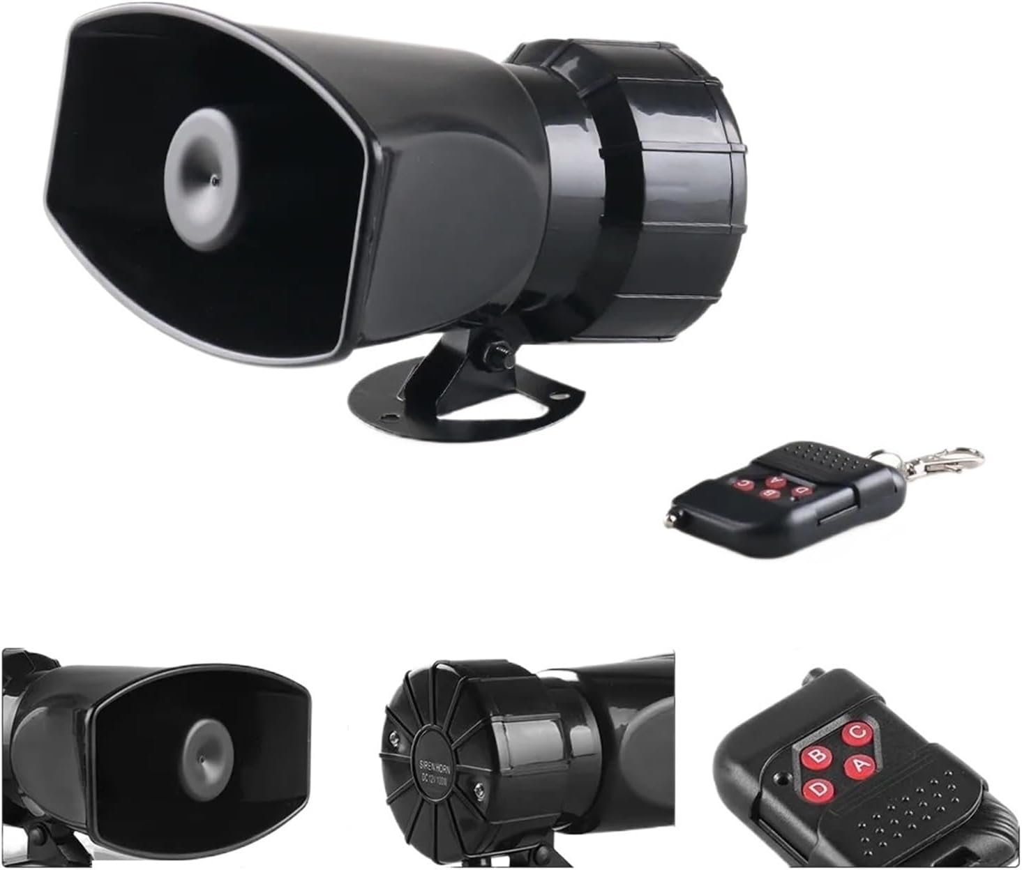 New 12V 7 Sounds 130dB Wireless Electronic Siren Loud Car Warning Alarm Police Fire Siren Ccessories(Mahogany controller)