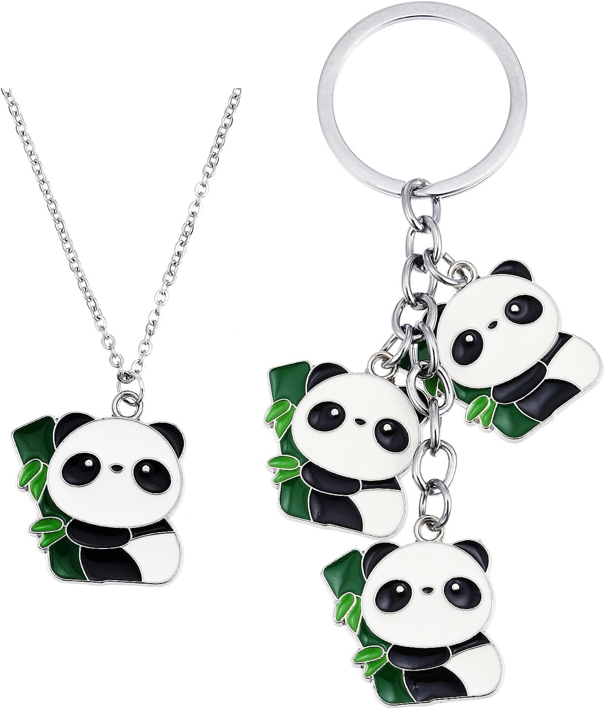 Winssigma Panda Necklace for Girls, Lovely Panda Keychain Panda Bracelet Panda Gift for Teens