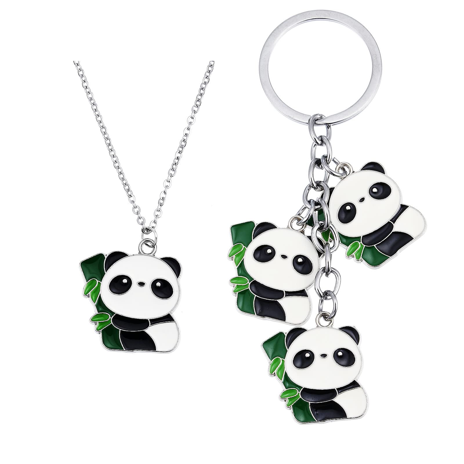Winssigma Panda Necklace for Girls, Lovely Panda Keychain Panda Bracelet Panda Gift for Teens