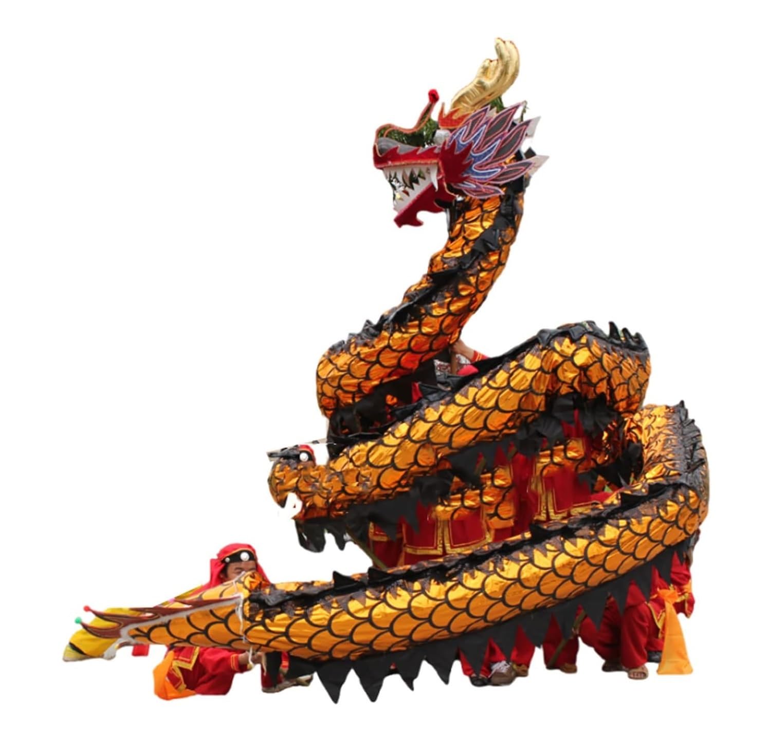 Tradizionale danza del leone del drago 18 m Dragon Dance cinese Capodanno leone performance panno di raso per 10 giocatori artigianato Capodanno cinese (nero)