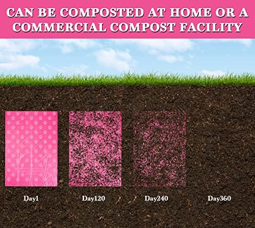 Nineaccy Biodegradable Dog Poo Bags with Holder-240 Large Poop Bags, Corn Starch Blended Compostable Poo Bag, Extra Thick Strong Leak Proof Poop Waste Bag for Dogs (Pink)