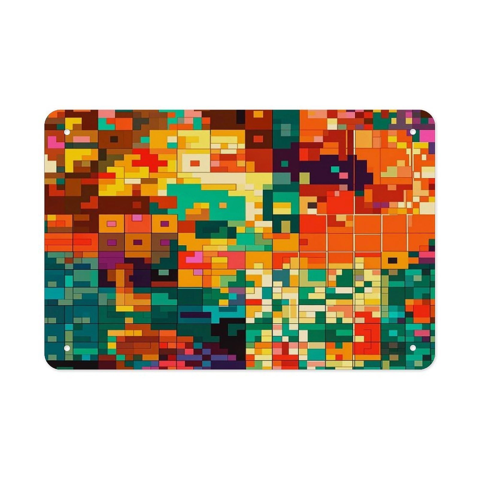 Fodpand Style Pixel Art Pattern Wall Art Metal Signs Tin Sign