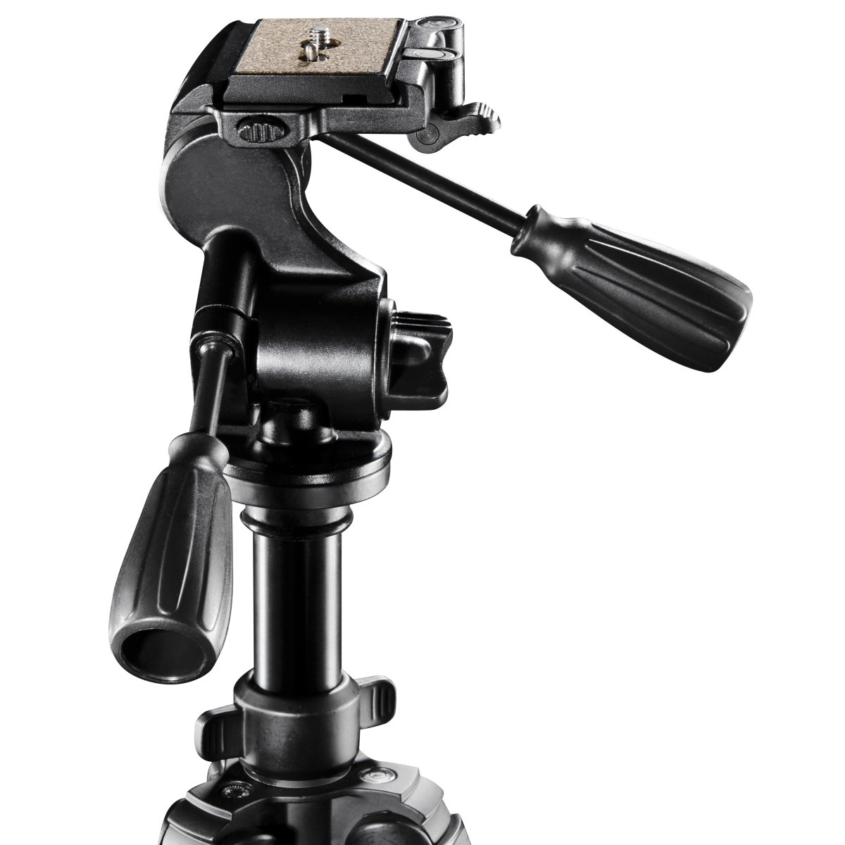 Walimex pro FT-665T Stativ bis 12 kg, Kamerastativ mit 3D-Neiger, Dreibeinstativ bis 185 cm ausziehbar, Fotostativ mit Libelle, Kompass, Schaumstoffgriffe