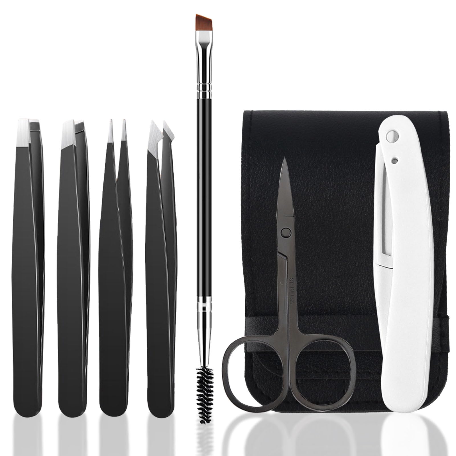 AYNKH 7 Piece Eyebrow Scissors Set,Stainless Steel,Hollywood Browzer,Eyebrow Razor,Unisex,Eyebrows Kit,Eyebrows Pluckers,Precision Plucking for Facial Hair,Chin