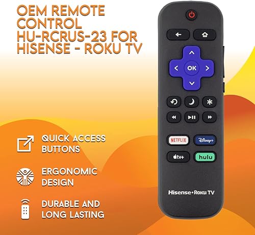 Miniatura 9 de Control remoto OEM para Roku TV sin emparejamiento Incluye botones de control de volumen y atajos Netflix Disney+ Apple TV y HBO (Hisense 3226001217)