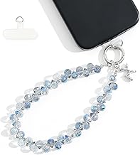KHOLAD Crystal Phone Wrist Strap Phone Charm Chain Keychain Beaded Cellphone Lanyard with Tether Tab Hands-Free Wristlet Bracelet Wrist Grip Strap for Women