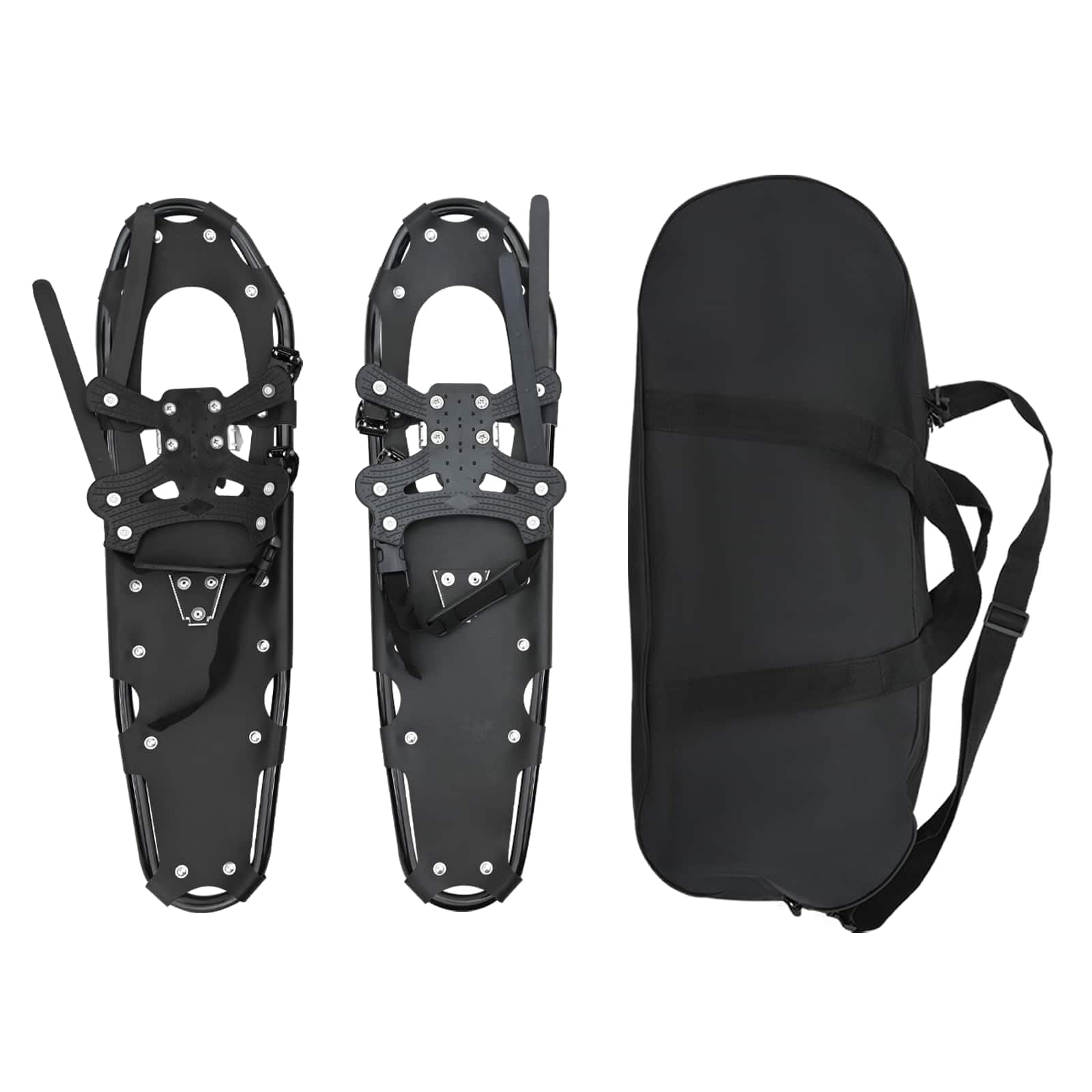 vidaXL Ciaspole 3 in 1 Nero 78,5 x 22 cm Alluminio e HDPE, Ciaspole in alluminio per il giardino, attrezzatura outdoor regolabile, accessori moderni per camminare sulla neve