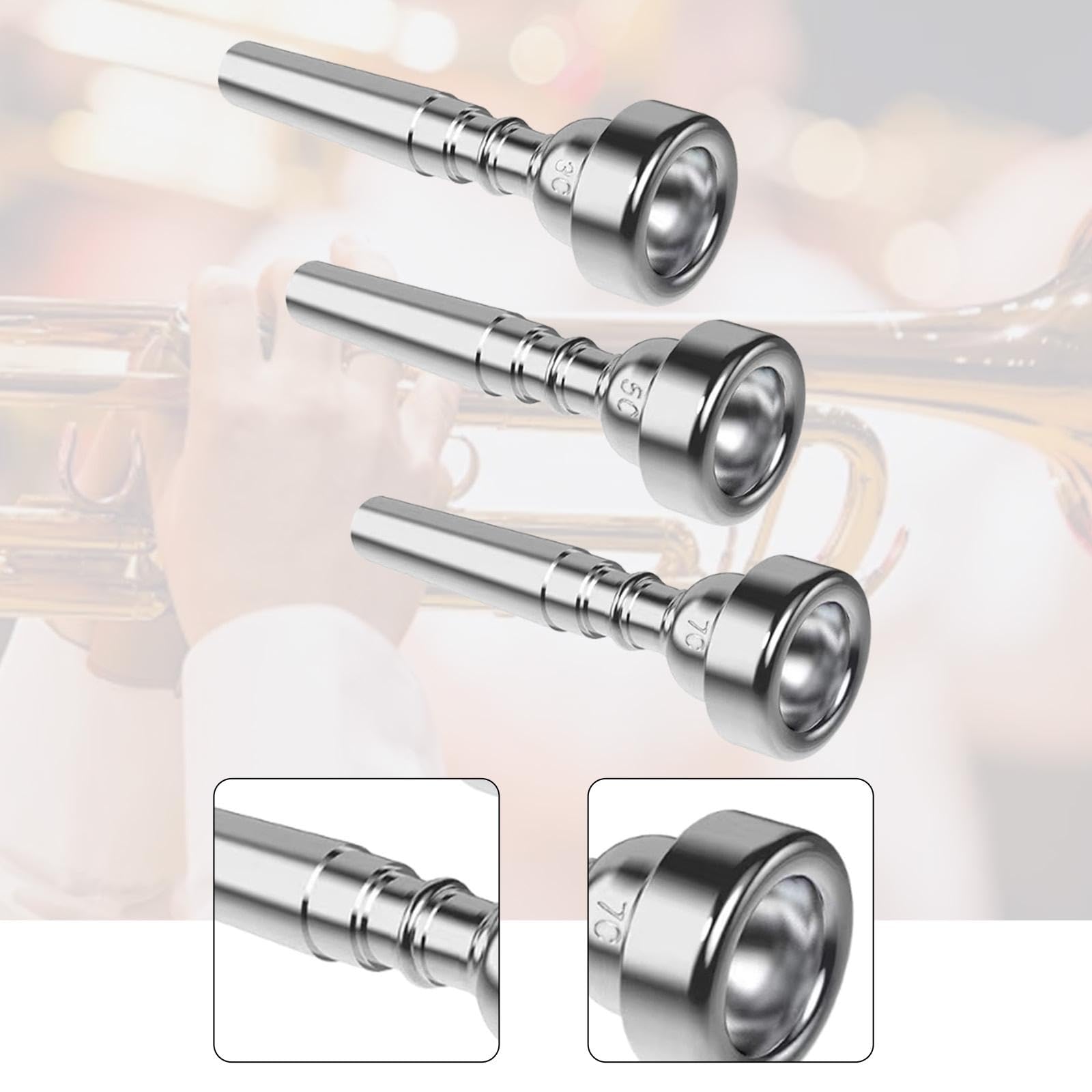 Set di per Tromba Da 3 Pezzi, 7C, 5C, 3C, Set di per Tromba, Parti Musicali, per Professionisti, Principianti, per Musicisti, Argento