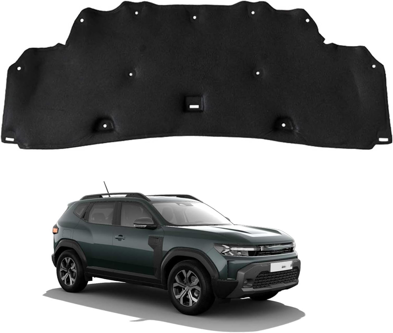 Bonnet Sound Deadening Mat 10mm for Renault Darst OE: 658407380R – Heat Shield Insulation, Practical Replacement Liner with Clips & PET Fibre