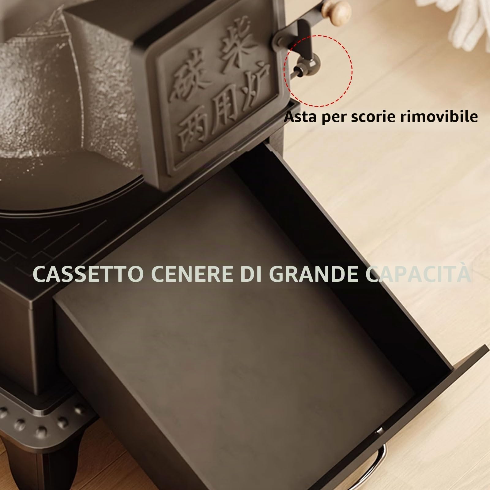 Stufa A Legna in Ghisa Stufe A Legna Da Interno Stufaa Campeggio 4 Gambe Rinforzate Struttura in Ghisa Adatta A Diversi Combustibili Stufa Multiuso 3 Misure(36 * 39 * 55cm)