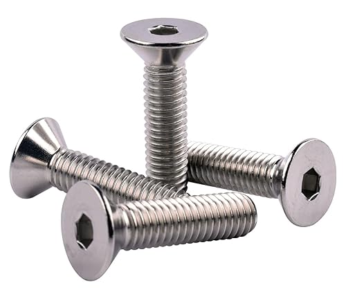 Miniatura 4 de Tornillos avellanados de cabeza plana de 14-20 x 34 pulgadas, tornillos hexagonales, acero inoxidable 304 18-8, rosca de máquina completa, paquete