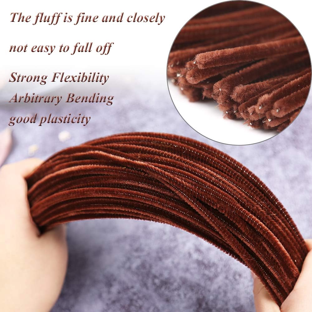 Zxiixz 100 PCS Pipe Cleaners, Dark Brown Chenille Stems Creative Craft Pipe Cleaners for Crafts Decorations, Boutiques, Sewing, Weddings, Home : Arts, Crafts & Sewing