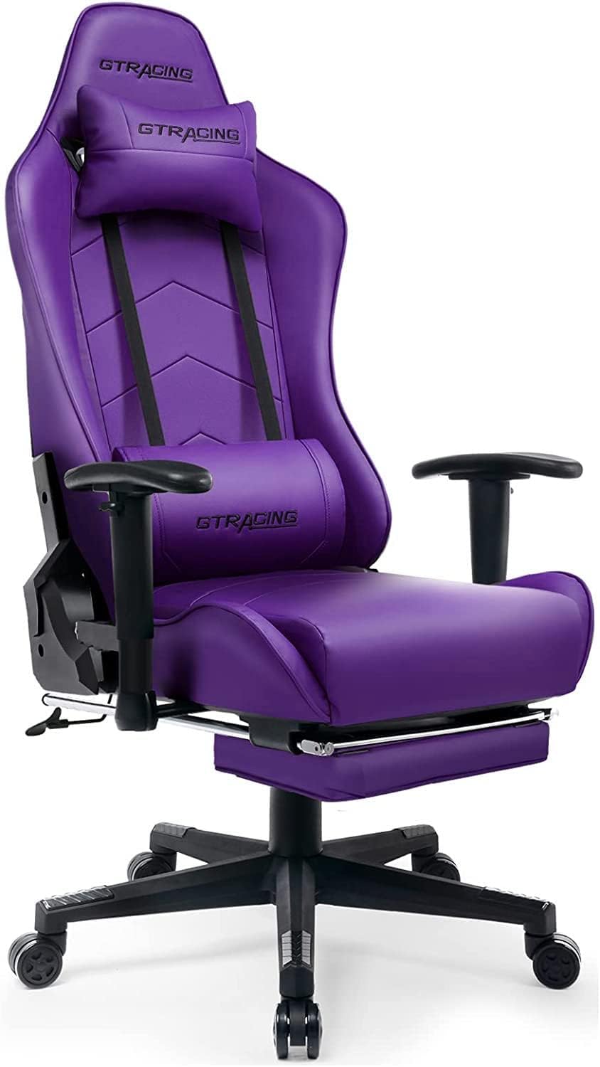 GTRACING Gaming Chair Racing Office Computer Game Desk Chair Ergonomic Backrest and Seat Height Adjustment Swivel Rocker with Headrest and Lumbar Pillow E Sports Chair Pink