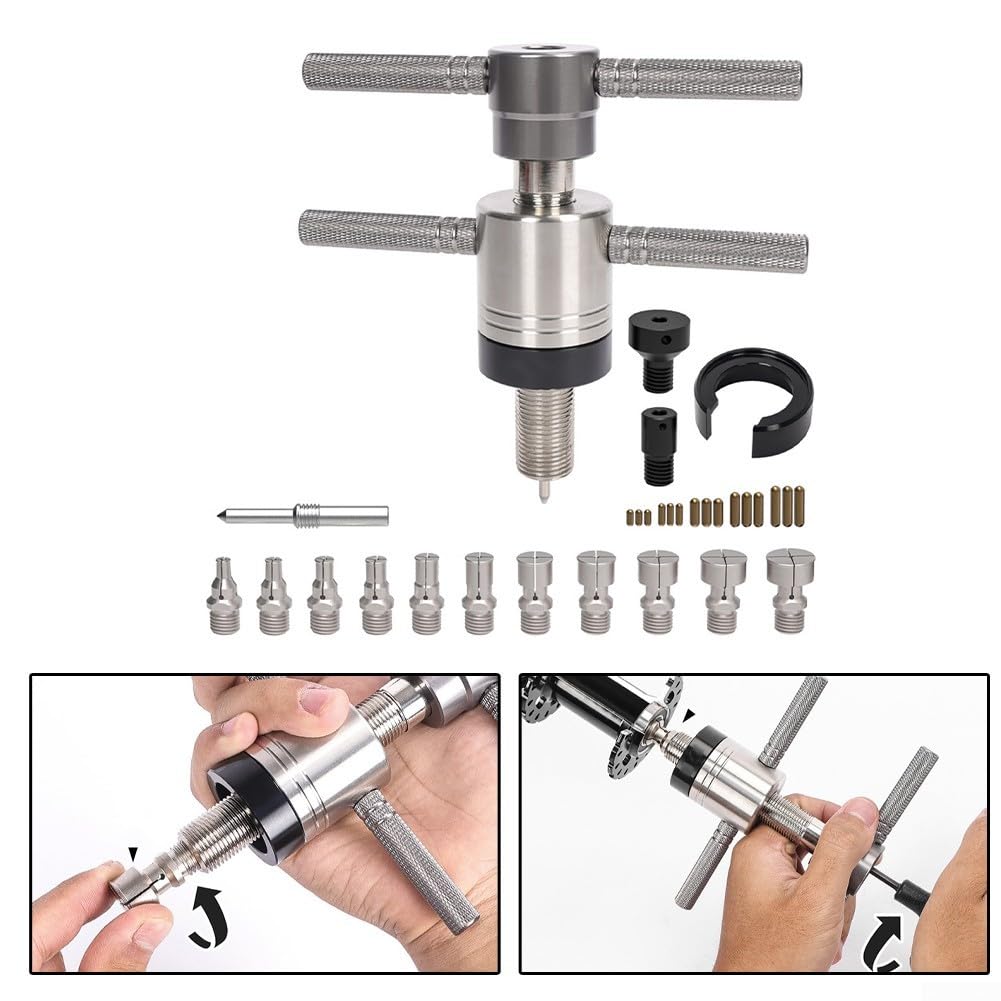 Attrezzo per rimozione cuscinetti bici, in lega di acciaio, 25,5 x 20 x 10 cm, argento | Manutenzione del telaio e delle ruote, sistema di espansione di precisione, maniglie ergonomiche per un'estrazione fluida
