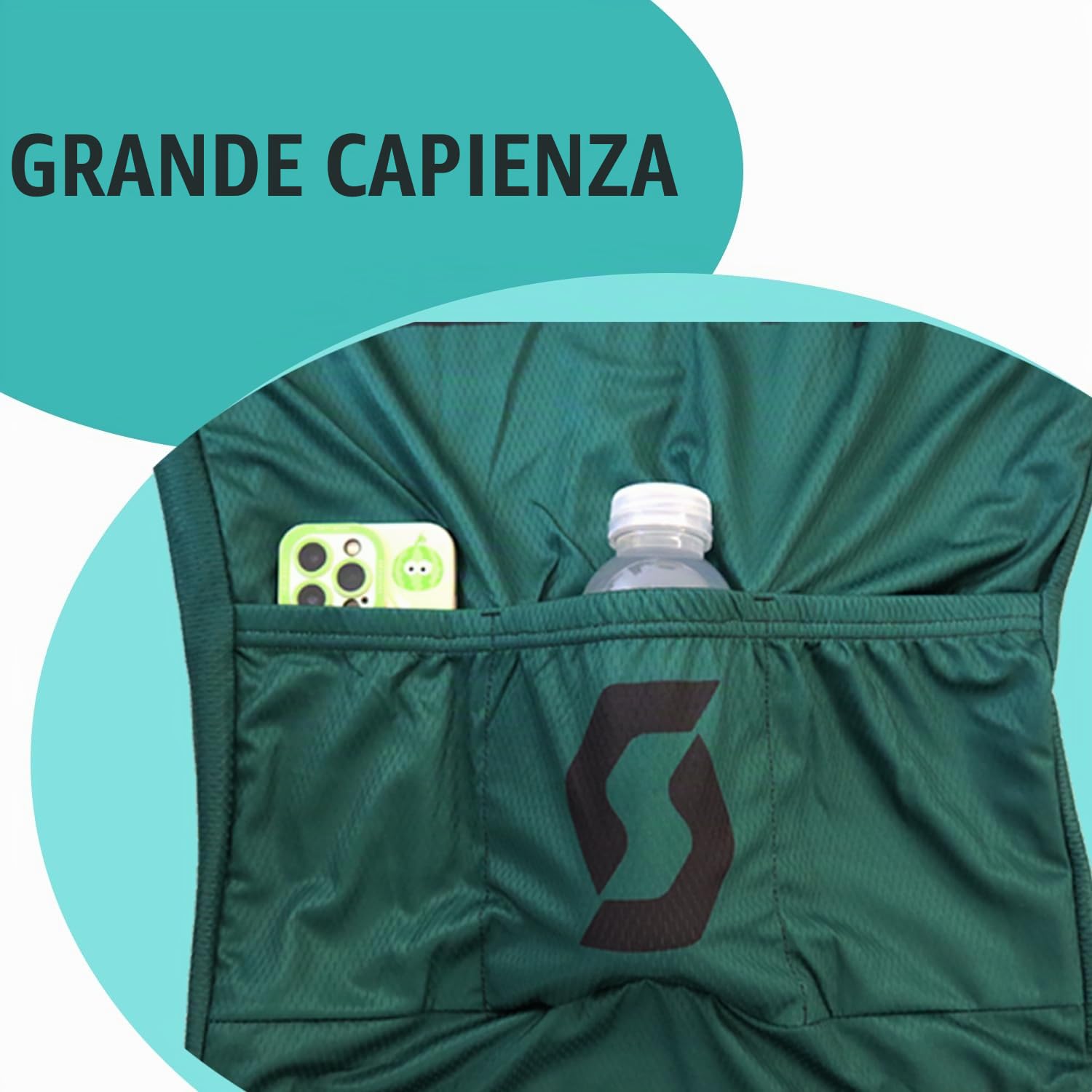 Set Abbigliamento Ciclismo Uomo Estivo - Elegante e Funzionale Body da Ciclismo Con Pantaloncini Imbottiti in Gel 19D Traspirante e Ad Asciugatura Rapida (M, Verde)