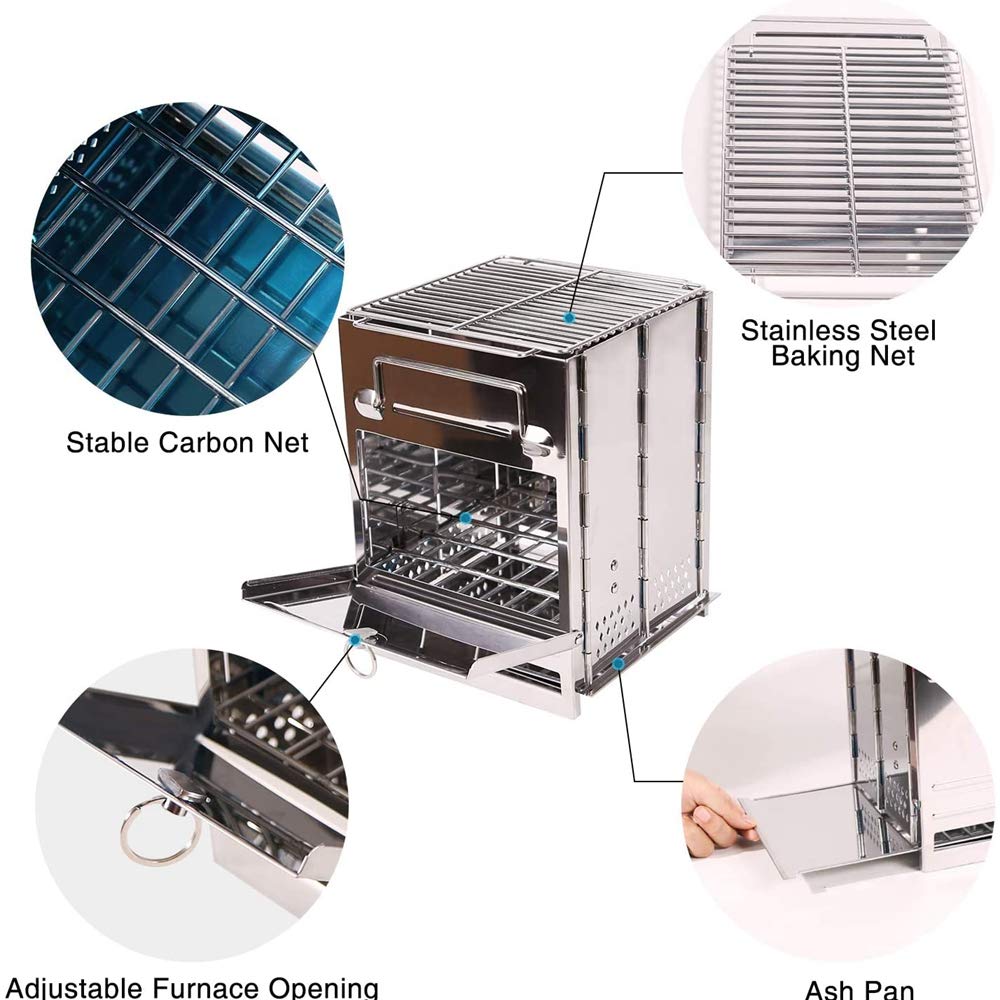 Stufa A Legna Da Campeggio Pieghevole, Mini Stufa A Legna Pieghevole Con Borsa Portaoggetti Stufa Portatile In Acciaio Inossidabile Per Escursionismo Campeggio E Viaggi 88107579