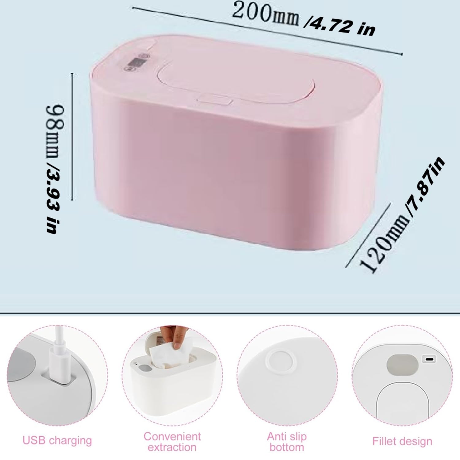 Scaldasalviette portatile per bambini, scaldasalviette e dispenser di salviettine umidificate per bambini per riscaldare uniformemente, con display della temperatura, scalda pannolini per casa, auto