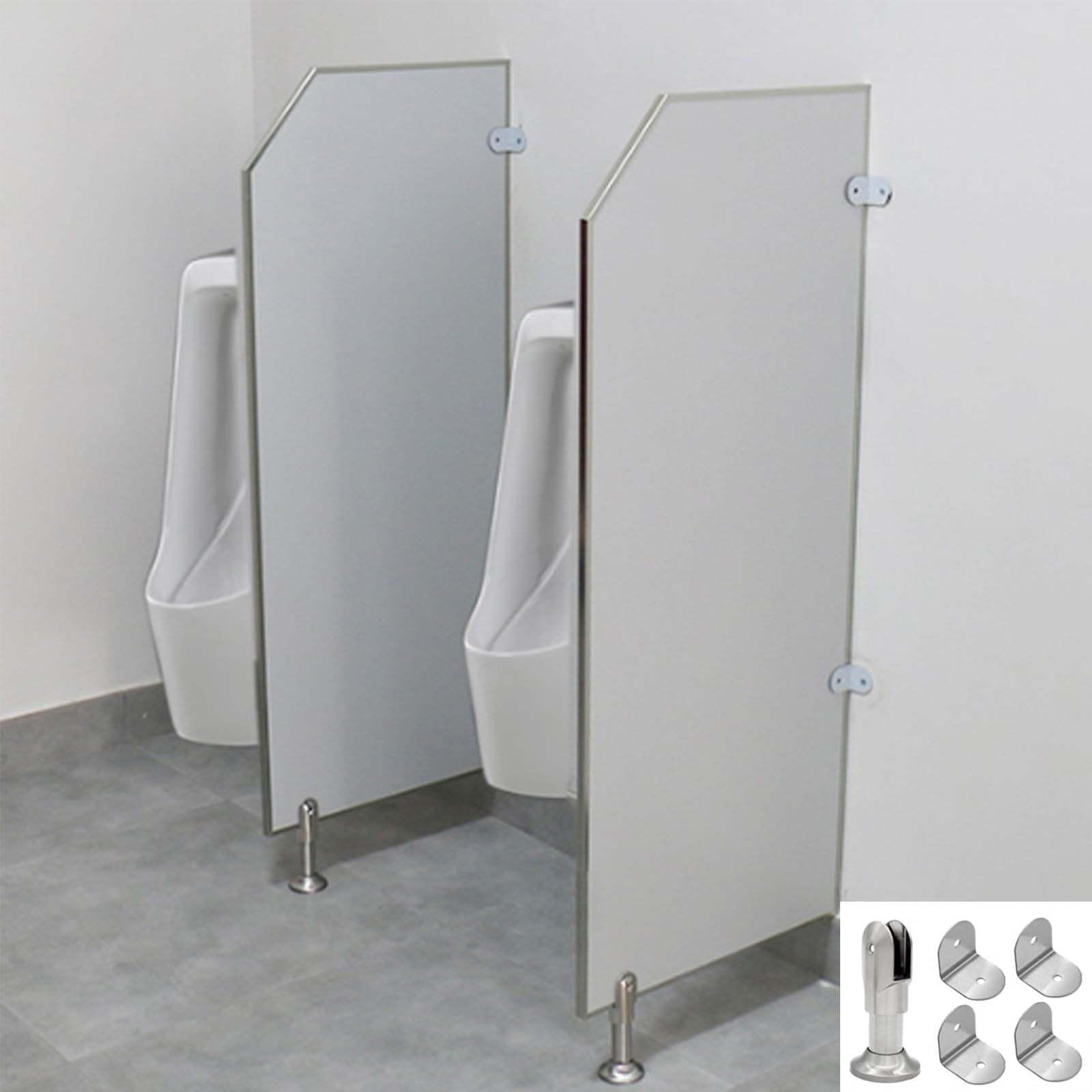 Przegroda zapewniająca prywatność do pisuaru ze stalowymi elementami, montowana na podłodze, do pisuaru w toaletach publicznych, idealna do przestrzeni komercyjnych (jeden kolor, 3 szt.)