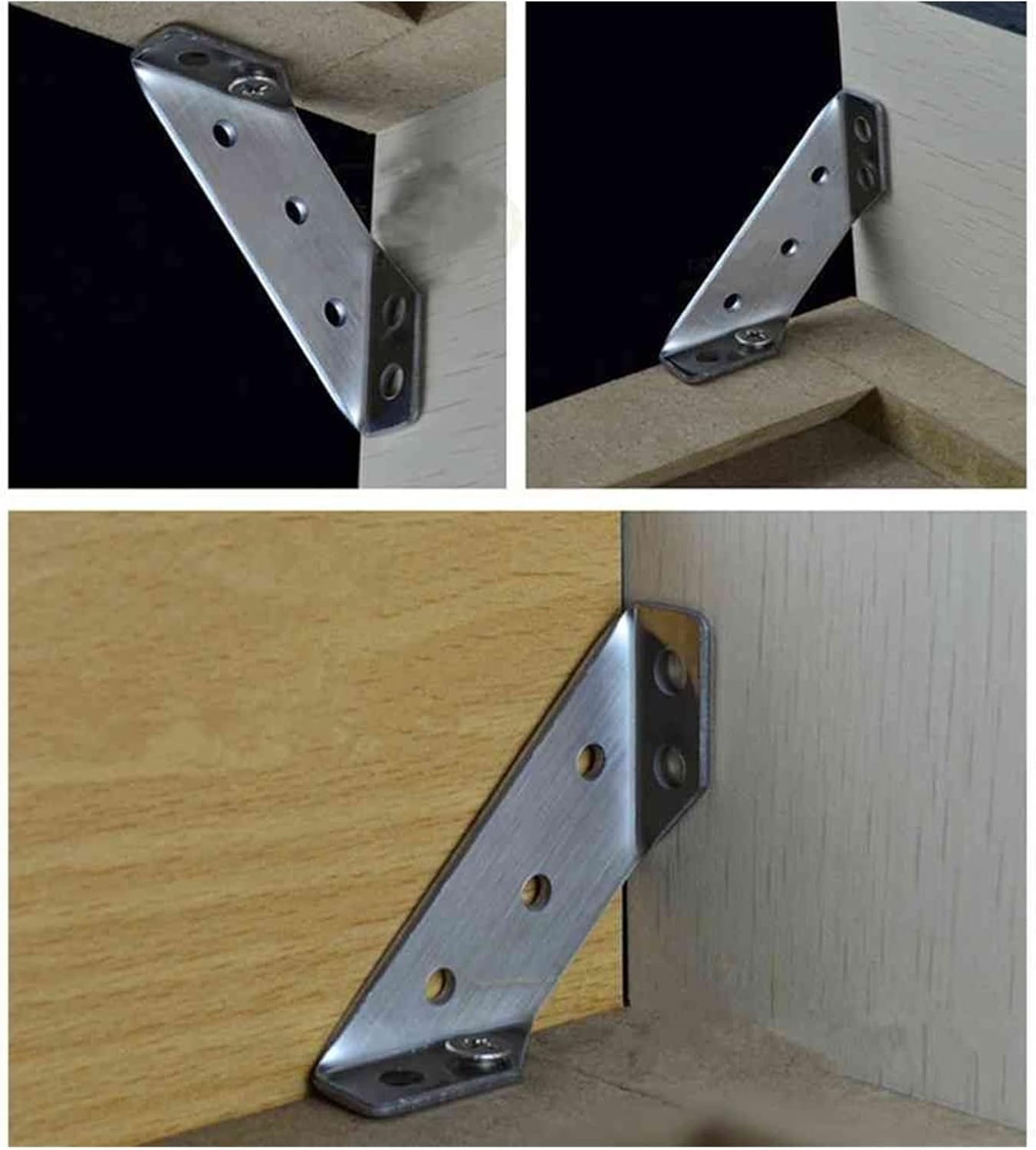 Angle Code, 4PCS Stand Supporting Fasteners Protector Stainless Steel Fixed Support Angle Code Corner Fasten Connector Brackets (Color : 4pcs/Setwhite)