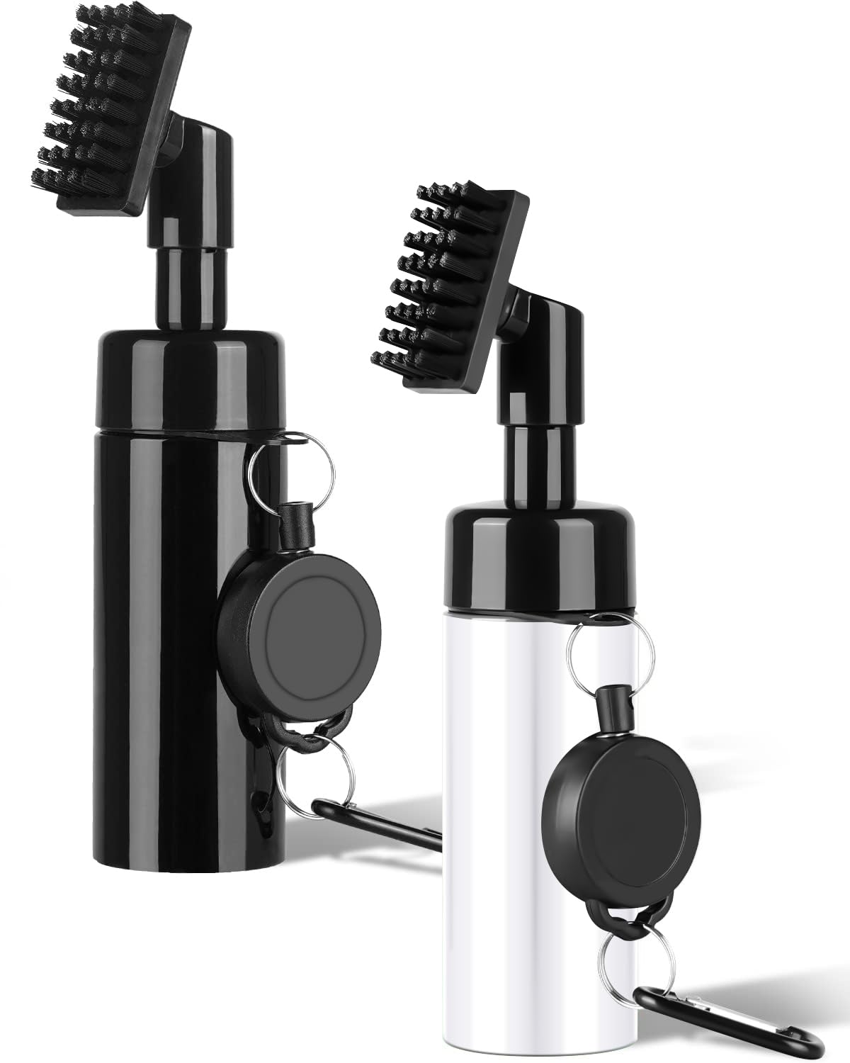 Spazzola per la pulizia delle mazze da golf, 2 pezzi per la pulizia delle scanalature delle mazze da golf con spray integrato per acqua, spazzola per acqua da golf con gancio retrattile in alluminio