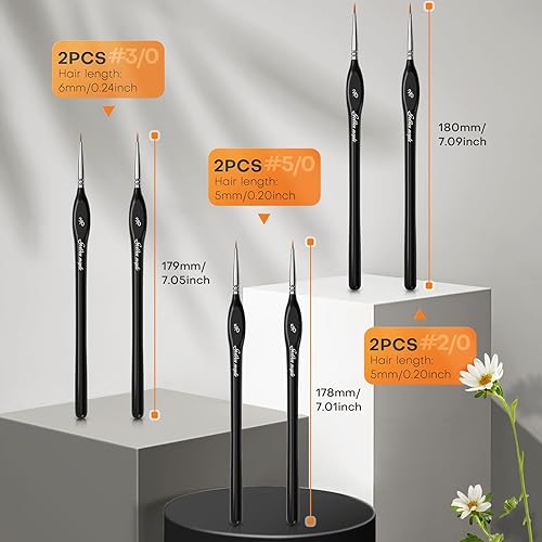 Miniatura 6 de golden maple - Juego de 6 pinceles de pintura en miniatura para detalles extrafinos, punta muy fina para modelos a pequeña escala, aceite