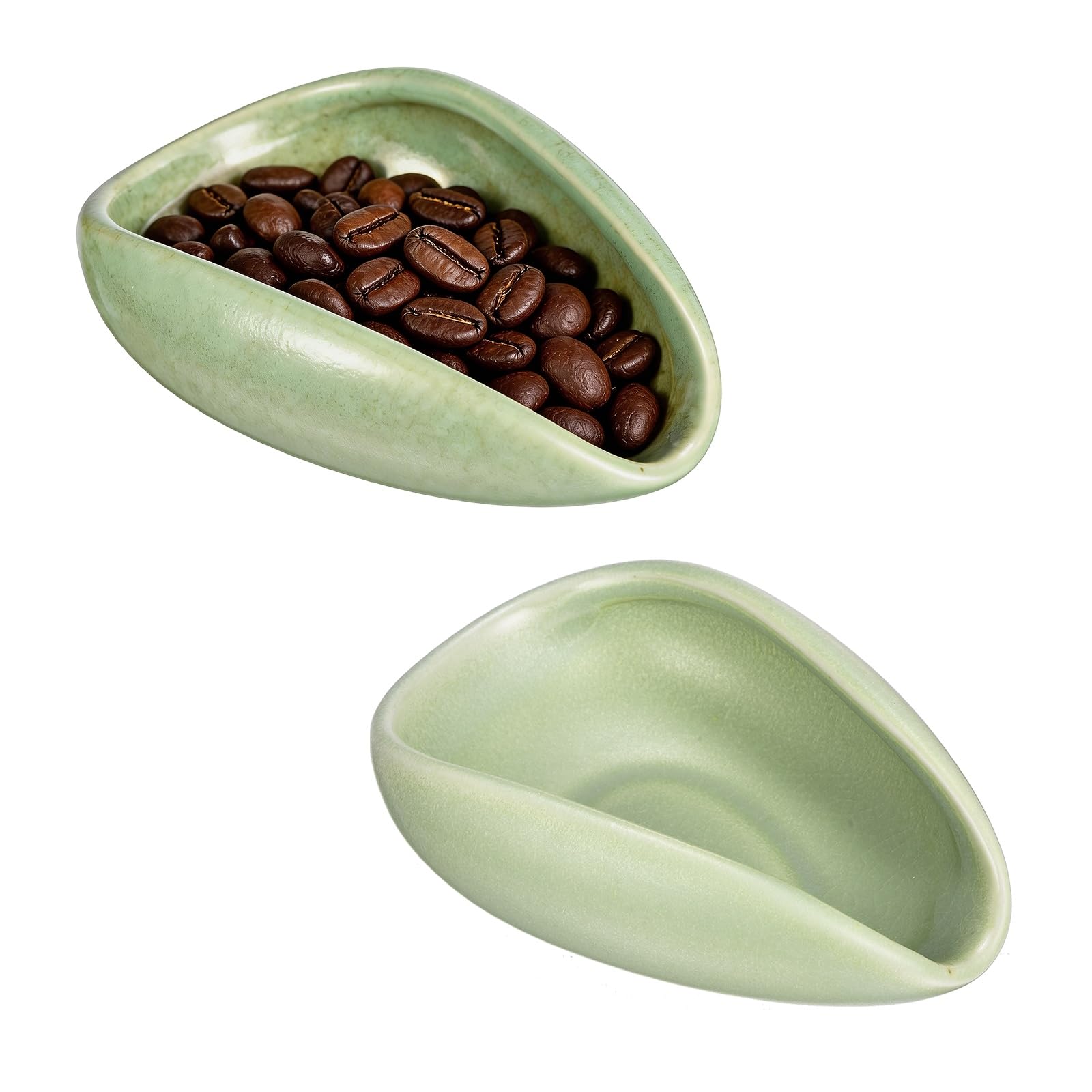 sourcing map Coffee Dosing Cup, 2pcs Ceramic Coffee Beans Dosing Cup Dose Measuring Container, Espresso Accessories for Bar, Loose Leaf Tea Storage Tray, with Smooth Pouring Spout, Cyan