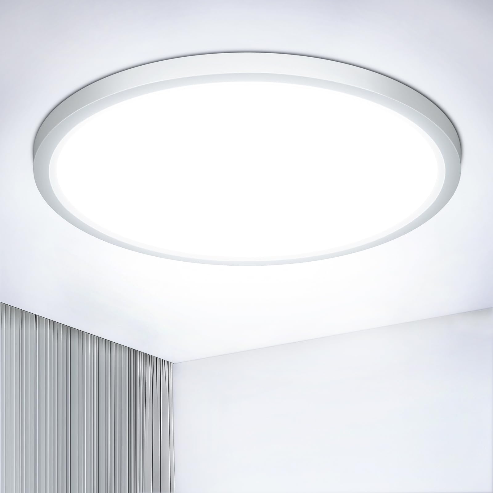 NIBSHOOM Plafoniera LED Soffitto Rotonda Piatta 6500K, 18W/1800LM/IP44 impermeabili Ultrasottile Plafoniere da Soffitto,Moderno Semplice Lampada LED Soffitto per Bagno Soggiorno Camera Cucina,220*17mm