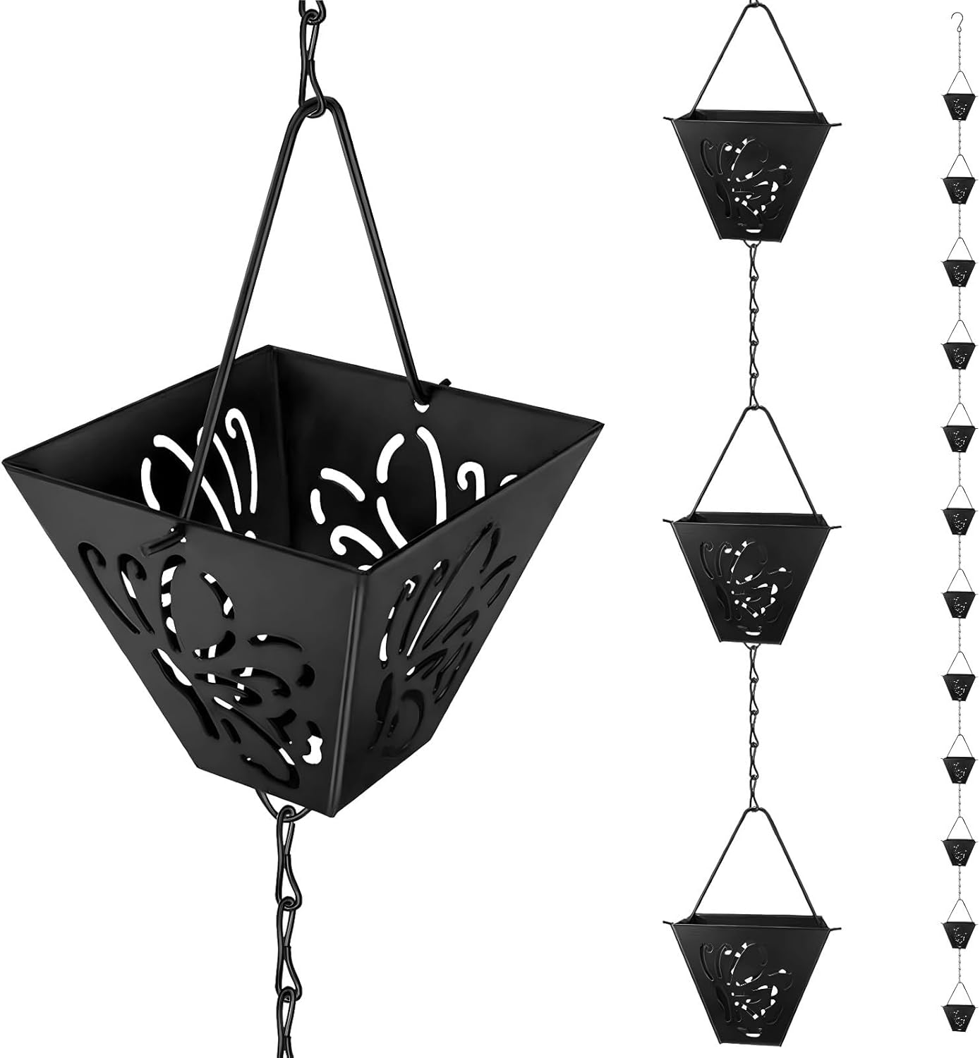 Rain Chain for Gutters: 12 Iron Square Set