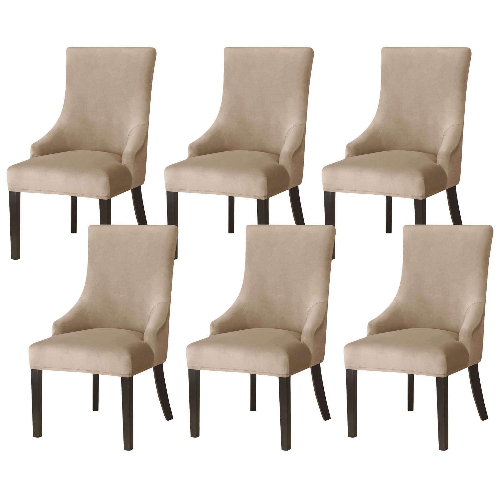 Jhld Camel Velvet Wingback Side Chair Slipcover, Armless Wingback Chair Cover Stretch Soft Sloping Armchair Covers Removable Washable For Dining Room Banquet-6 Piece