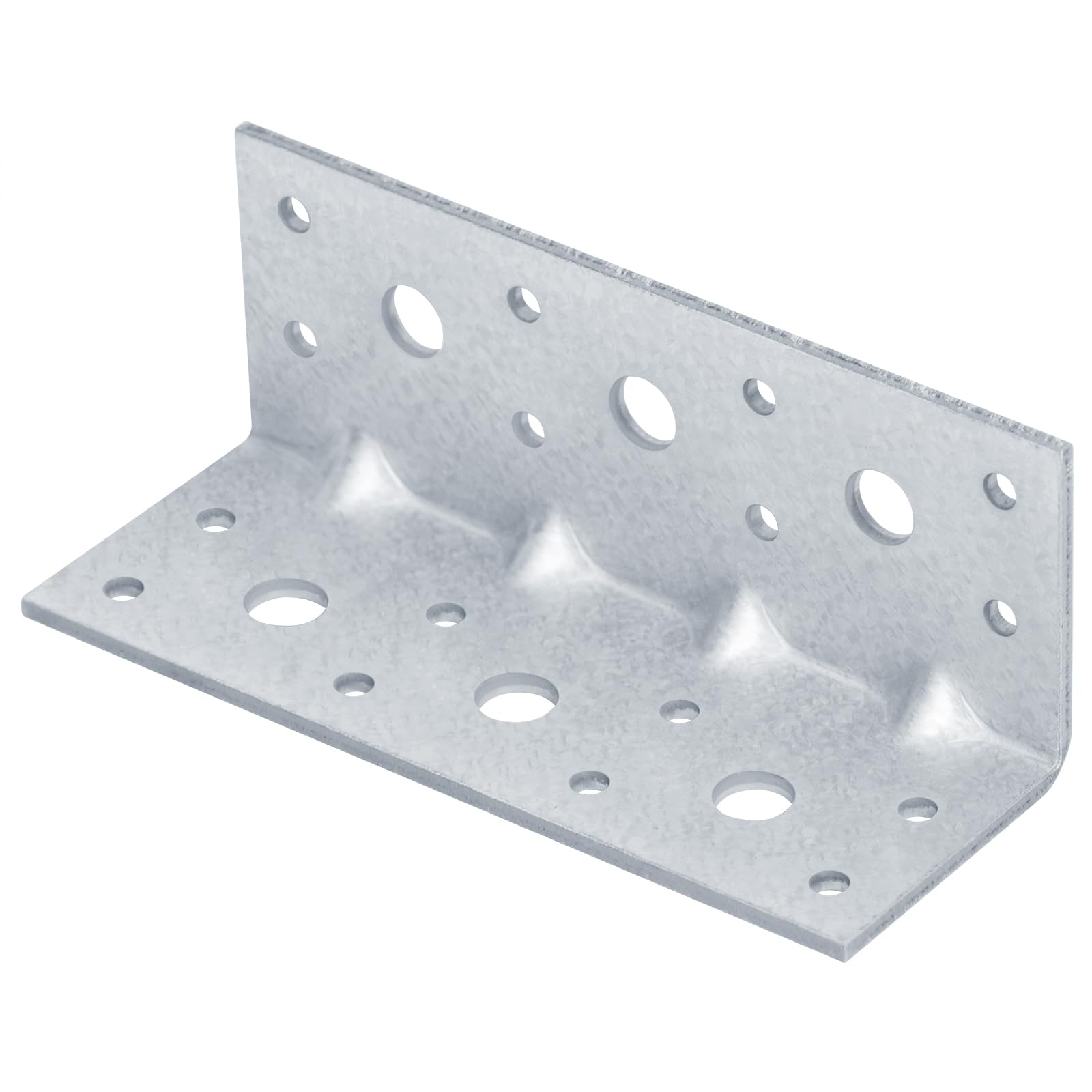 Confezione da 4 staffe angolari a L in acciaio zincato, con design rinforzato, connettore resistente a 90 gradi per mensole in legno, mobili, carico massimo 64,9 kg