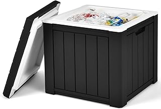Giantex 10 Gallon 4-in-1 Cooler, Portable Ice Chest with Built-in Handle, Multifunctional Ice Cooler, Cocktail Side Table, Patio Bar Table, Outdoor Stool for Camping, Fishing, Picnic (Black)